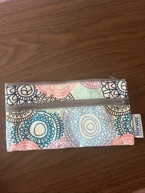 Norwex Pastel Mandala Double-Zip Pouch - Teal, Pink, Blue, Purple